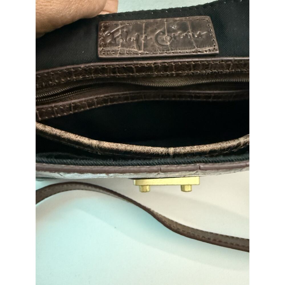 Brown Foley + Corinna Cocodrille Leather Vintage Crossbody Bag - Picture 5 of 9